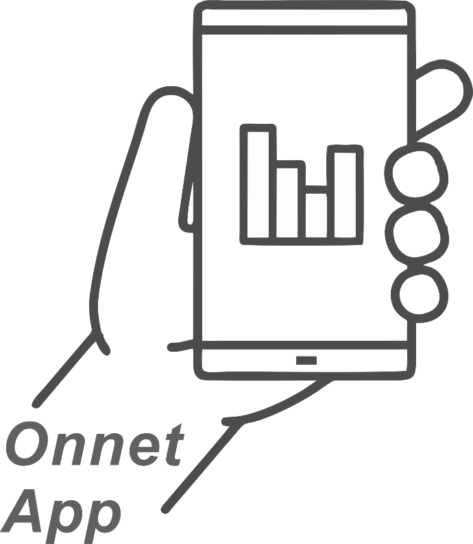 icon for onnet App , hand holding phone